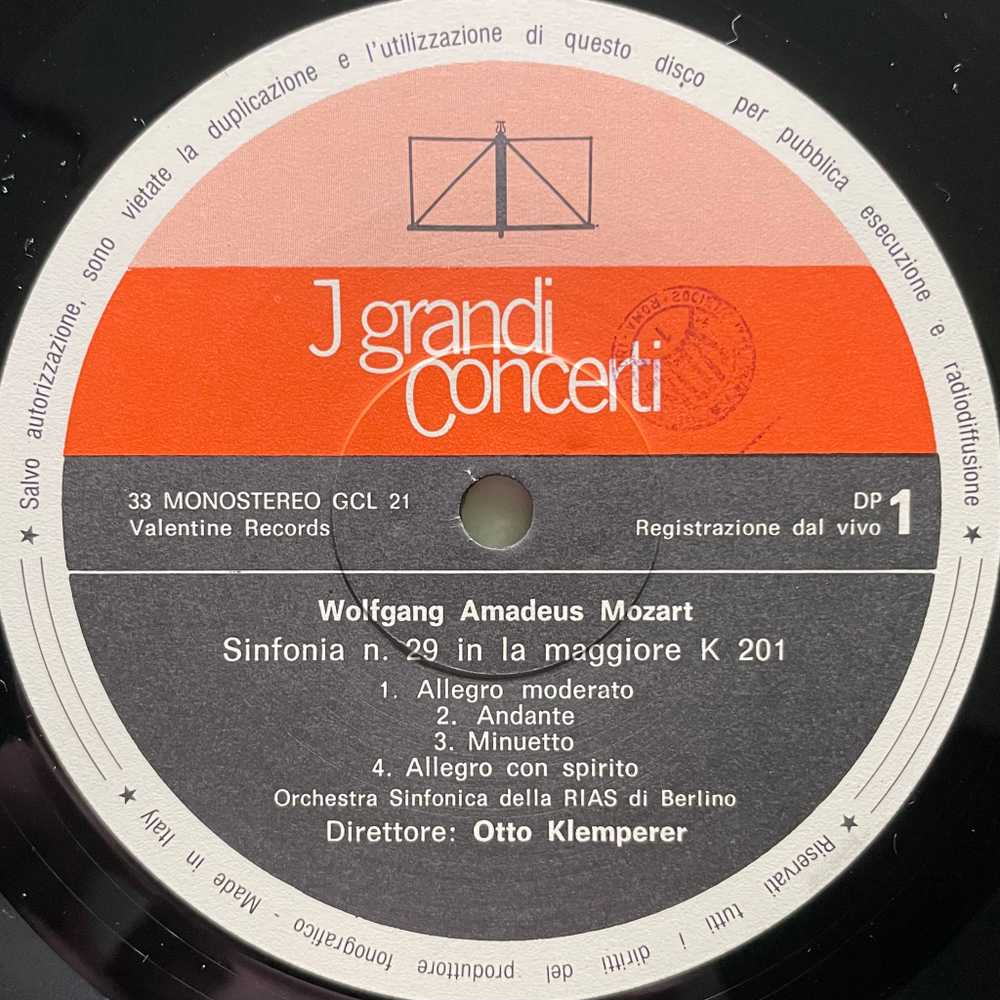 Моцарт - Симфония №38 "Пражская" / Симфония №29 (Италия 1982г.)