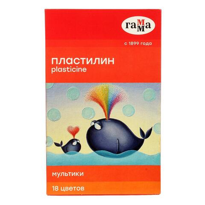 Пластилин классический "Мультики" 18 цветов, 360 гр, со стеком (Гамма)