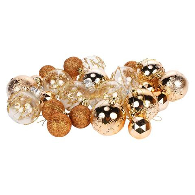Набор шаров "Winter magic" 6 см + 4 см (24 предмета), Шампань (Серпантин)