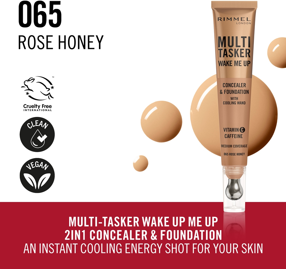 Rimmel Multi-Tasker Wake Me Up - Подклад и корректор с эффектом осветления оттенок 65 Rose Honey, 20 ml