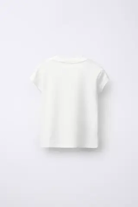 ZARA ФУТБОЛКА С НАШИВКАМИ, БЕЛЫЙ