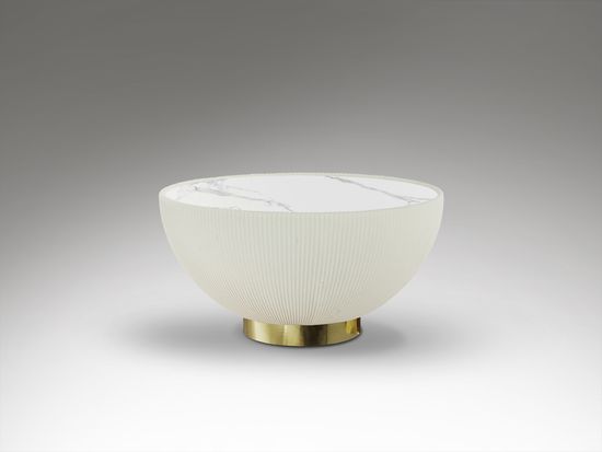 Круглый журнальный столик Candy белый-латунь