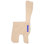 Ковры SCANIA 5 серии R (механика) (экокожа, бежевый, бежевый кант, синяя вышивка)