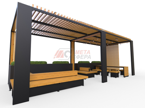 Пергола Комфорт с мебелью и гирляндой