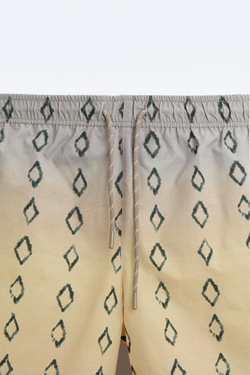 ZARA ДЛИННЫЕ ПЛАВКИ С ПРИНТОМ С ЭФФЕКТОМ ОМБРЕ, ПАСТЕЛЬНО-ЖЕЛТЫЙ