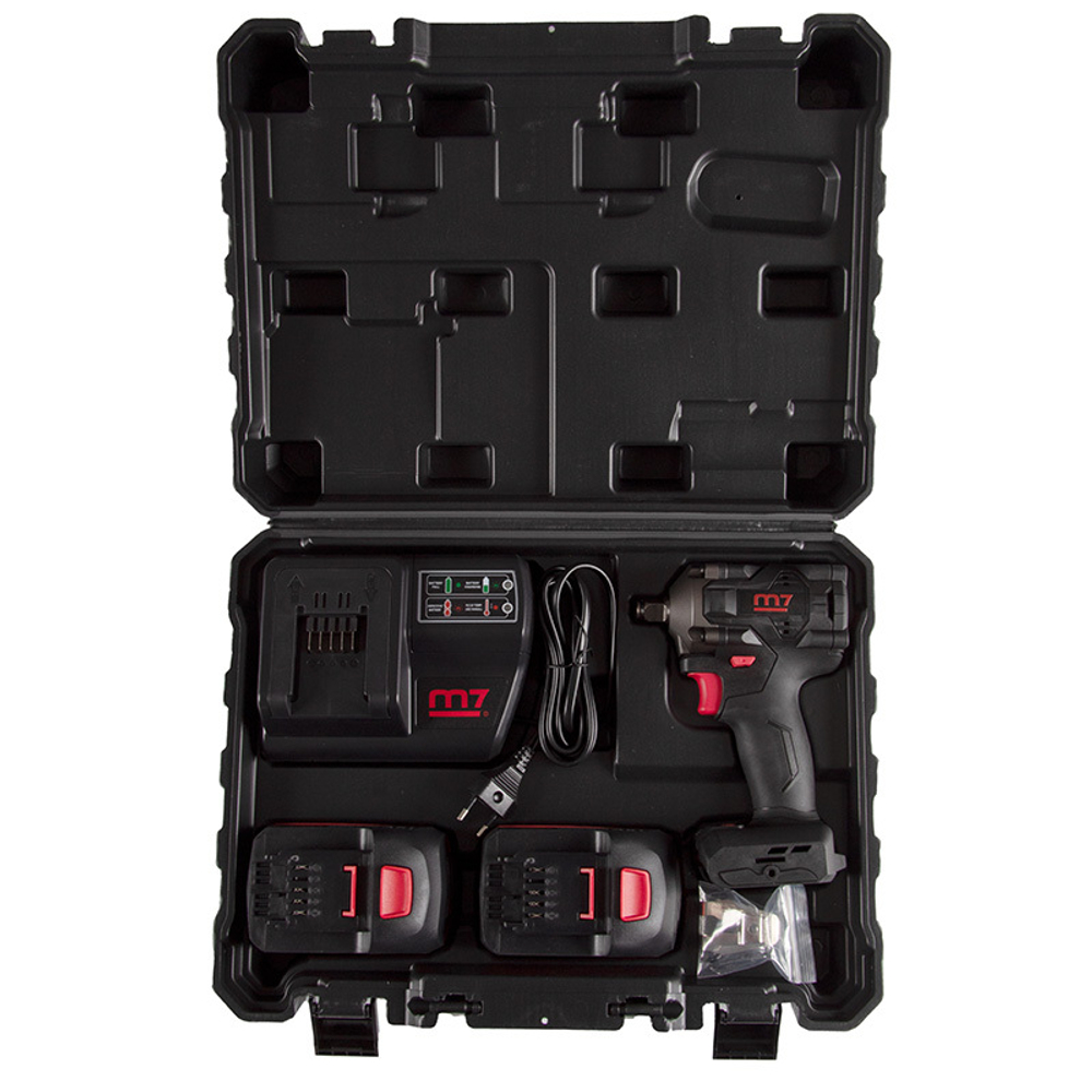 MIGHTY SEVEN (DW-404A) Гайковерт аккумуляторный ударный 1/2", 900 Нм, 18 В, укороченный