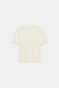 ZARA ПОЛО ИЗ ТРИКОТАЖА С КОНТРАСТНЫМ КРУЖЕВОМ, БЕЛЫЙ