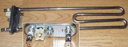 Тэн для стиральной машины LG (Элджи) 2000W прямой 300 мм с отверстием под датчик+с бортиком, LG