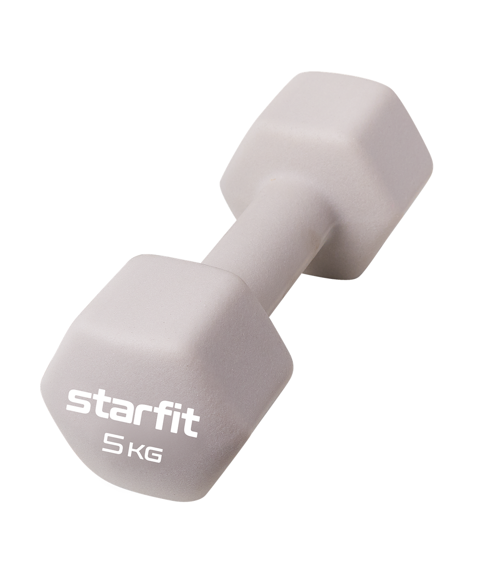 Гантель неопреновая STARFIT DB-201 5,0 кг светло-серый пара