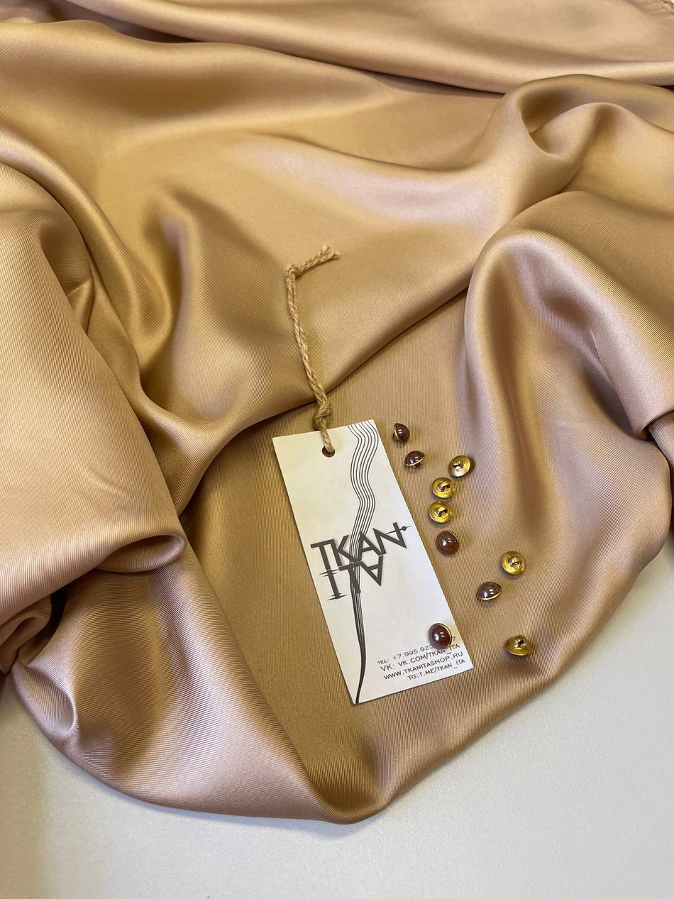 Плательно-блузочный однотонный твиловый шелк (100%шелк, Розовое жемчужное золото, 144, 70 гр/м2)