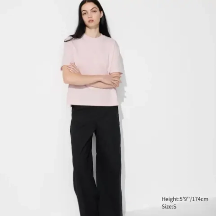 UNIQLO ХЛОПКОВАЯ ФУТБОЛКА AIRISM, РОЗОВЫЙ
