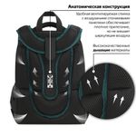 Ранец BRAUBERG PREMIUM, 2 отделения, с брелком, "Space mission", LED ЛАМПОЧКИ, 38х29х16 см, 270599