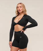 Топ GYMSHARK Adapt Animal Long Sleeve Crop Top Black