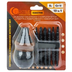 Отвертка реверсивная в комплекте с битами, набор FORSTIME FT-32807MR