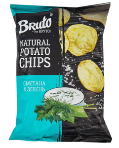 ЧИПСЫ BRUTO СМЕТАНА И ЗЕЛЕНЬ 60ГР