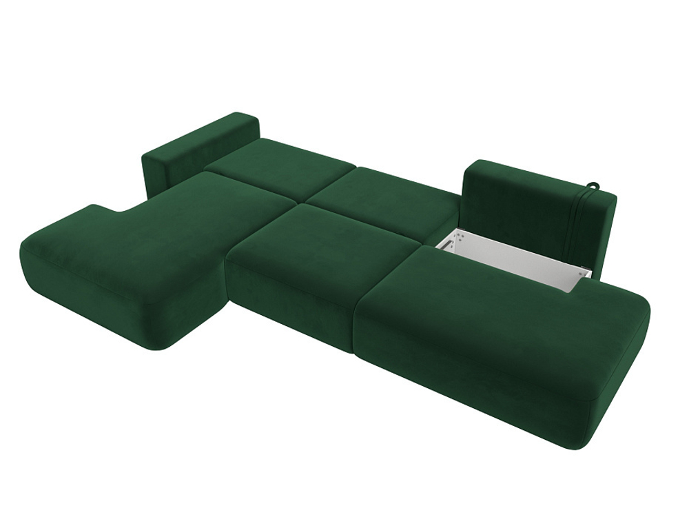 Диван угловой Лига-036 НПБ Модерн Лонг левый угол ВЕЛЮР Зеленый