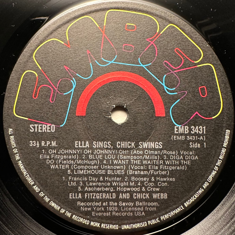Ella Fitzgerald & Chick Webb - Ella Sings, Chick Swings (Англия 1975г.)