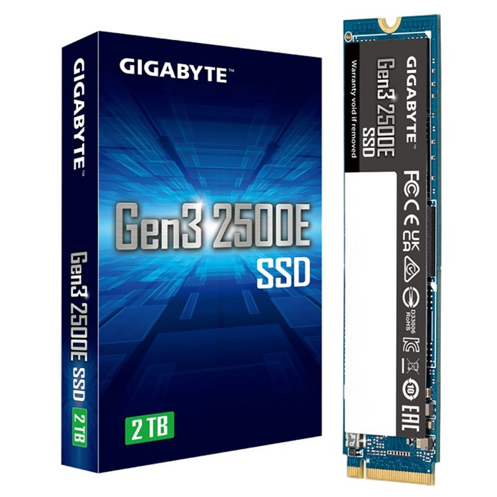 Жесткий диск SSD M.2 2Tb Gigabyte Gen3 2500E, 2400/2000MBs, 750000 IOPS, 3D TLC NAND, 2280, PCI-E 3.0 x4 (G325E2TB)
