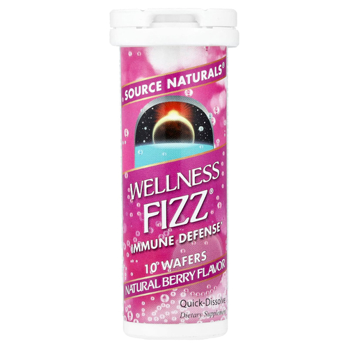 Source Naturals, Wellness Fizz®, добавка для поддержки иммунитета, натуральный ягодный вкус, 10 жевательных таблеток