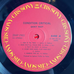 Винтажная виниловая пластинка LP Quiet Riot Condition Critical (Japan 1984) (Obi)