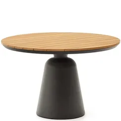 Уличный стол Tudons  Ø120 см, из алюминия и тика