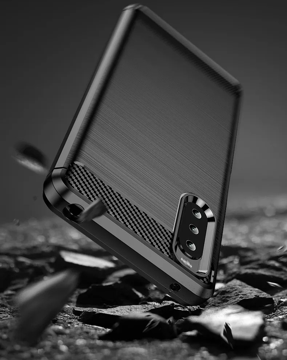 Мягкий защитный чехол для Sony Xperia 10 IV Mark 4 с 2022 года, серии Carbon (в стиле карбон) от Caseport