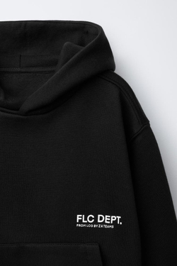 ZARA БАЗОВОЕ ХУДИ С КАПЮШОНОМ, ЧЕРНЫЙ