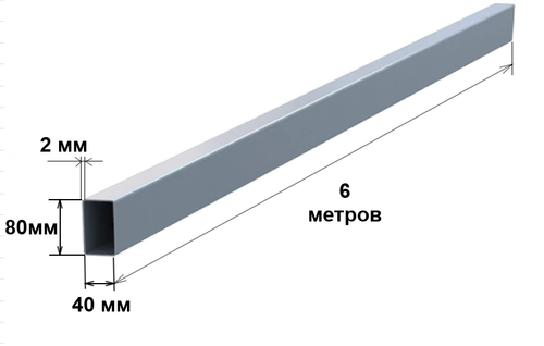 Труба профильная прямоугольная 80х40х2-6метров