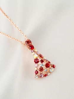 Подвеска на цепочке Россыпь из красных камней Swarovski