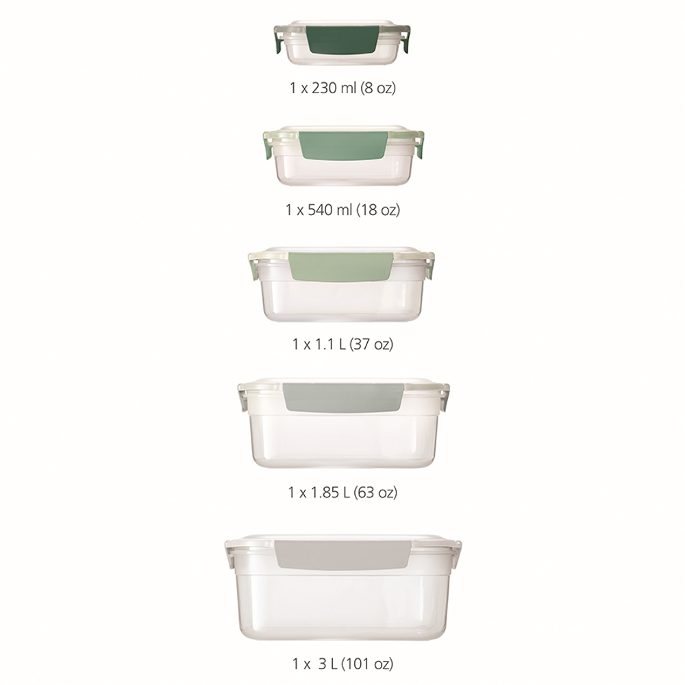 Набор контейнеров nest lock, зеленый, 5 шт.