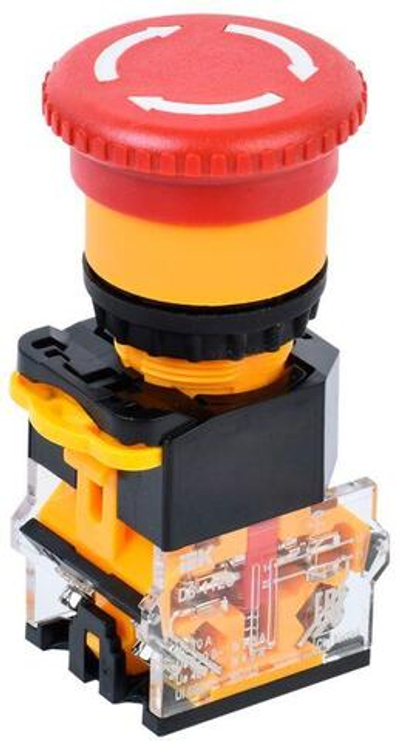 Кнопка "Грибок" D8-11ZS d22мм 1з+1р поворотн. с фиксацией красн. IEK BBG30-11ZS-3-23-K04