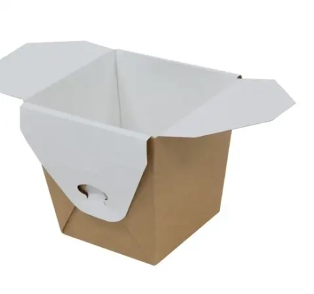Контейнер бумажный Wok 700 мл 80х80х105 мм, белый/ крафт, квадратное дно
