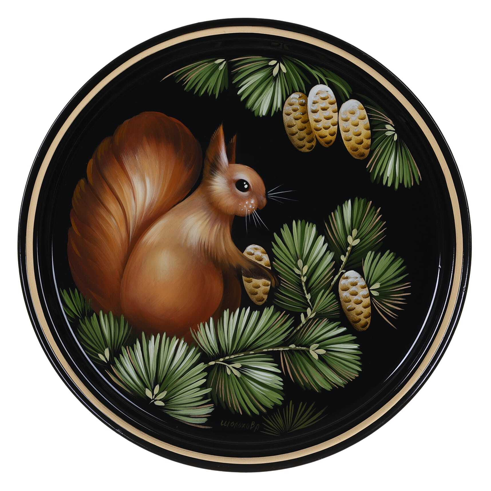 Жостовский поднос декоративный, размер 30 см (A9), металлический