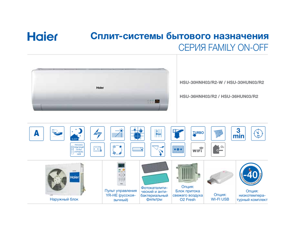 Кондиционер Haier FAMILY HSU-36HNH03/R2/HSU-36HUN03/R2