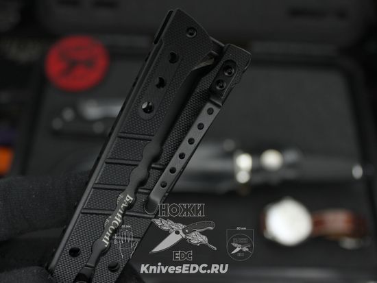 Складной нож НОКС Балисонг 203-440401 Black c клинком из стали 440C, рукоять G10