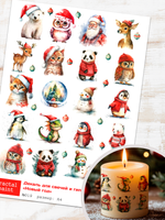 Трансфер переводной - декаль для свечей и гипса новый год 019