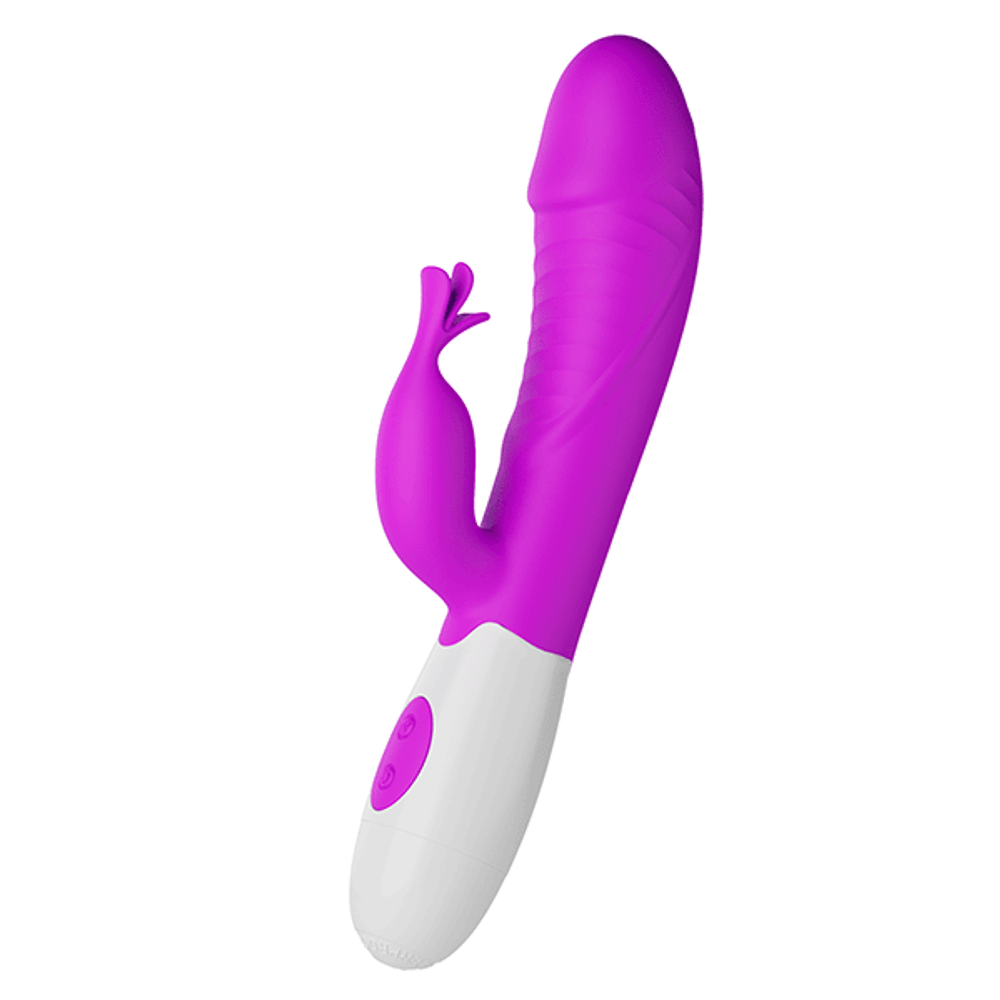 Лиловый вибратор-кролик 19,8см со стимулятором клитора Pretty Love Rasmussen Bunny Vibrator BW-500072