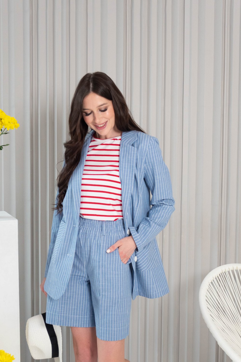 Шорты в полоску из хлопка