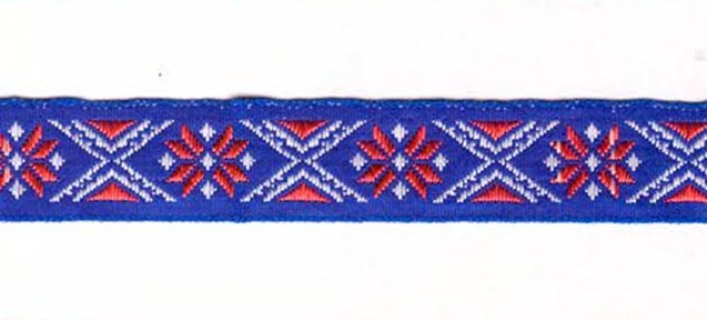Тесьма жаккард, 8772, ш. 1,8 см, синий с белым