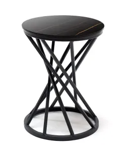 "Сантьяго" журнальный стол из HPL круглый Ø40 H55, каркас из стали темно-серый (RAL 7024), цвет столешницы "черный мрамор"