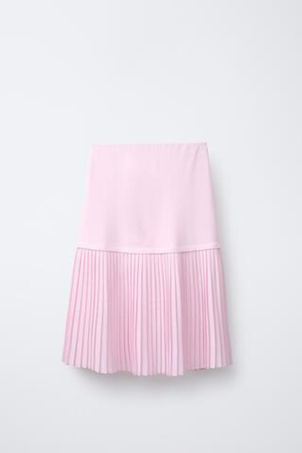 ZARA ПЛИССИРОВАННАЯ ЮБКА МИДИ, РОЗОВЫЙ