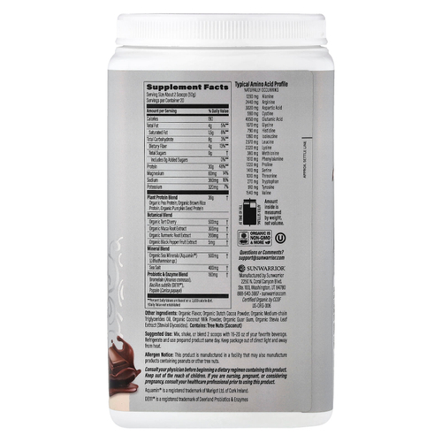 Sunwarrior, Sport, органический активный протеин, шоколад, 1 кг (2,2 фунта)