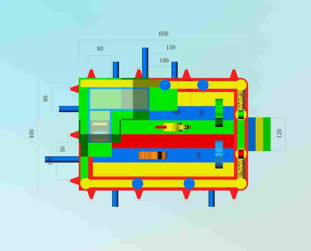 Коммерческий надувной батут "Русские сказки", 6x4x2.5 м.