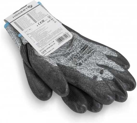 Перчатки рабочие с защитой от порезов покрыты полиуретаном HPPE FUHSE Högert, арт. HT5K763