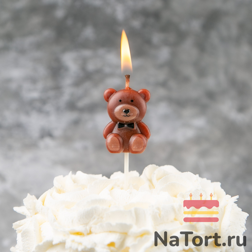 Свеча для торта «Мишка» (бурый, 7 см)
