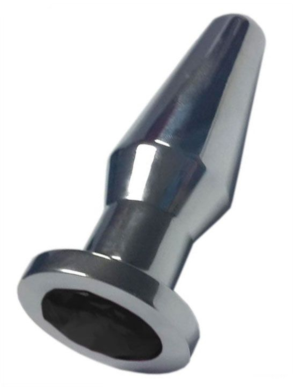 Серебристая анальная пробка с черным кристаллом - 10,3 см. (Цвет: черный)