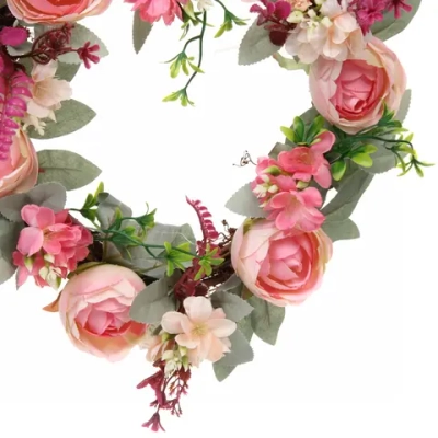 Цветы искусственные венок «Нежная роза» 42см