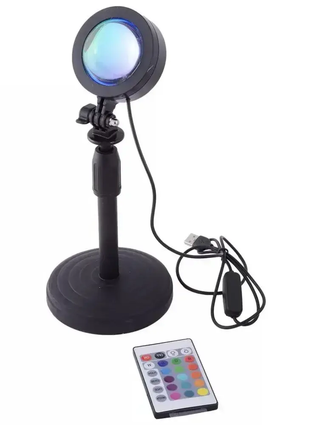 Лампа Закат с пультом, Sanset Lamp, RGB,16 Цветов, Атмосферный Ночник, Декоративный Светильник для Интерьера и Фото