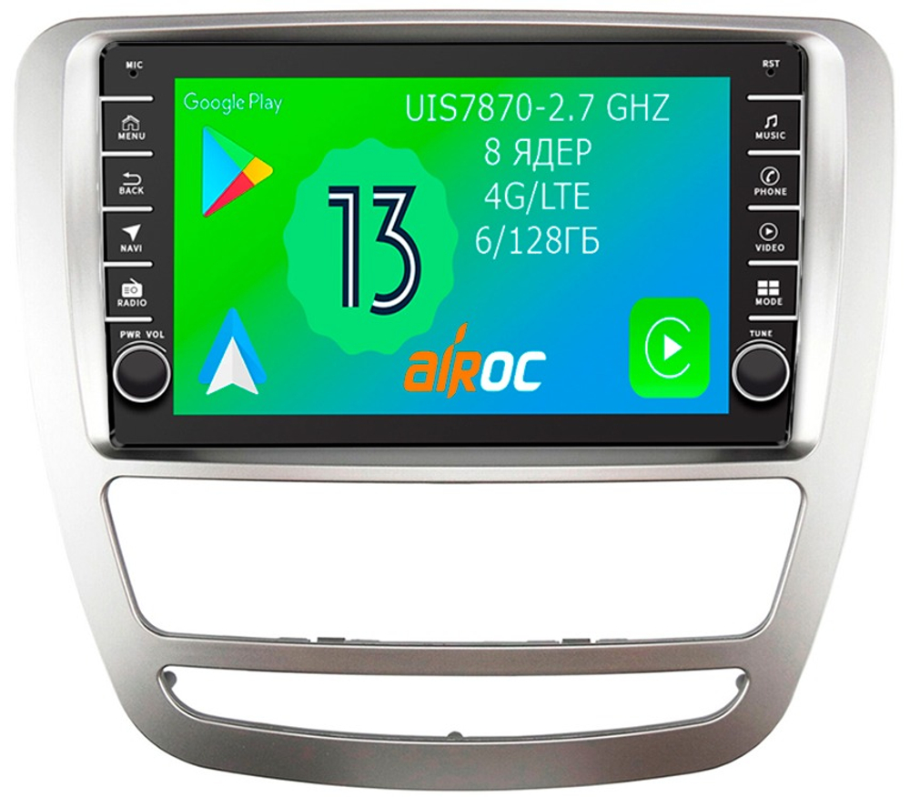 Магнитола для Sollers ST6 (взамен монохром экрана) - Airoc AB-3305 (кнопки и крутилки), Android 13, TS20, 6/128Гб, SIM-слот, CarPlay