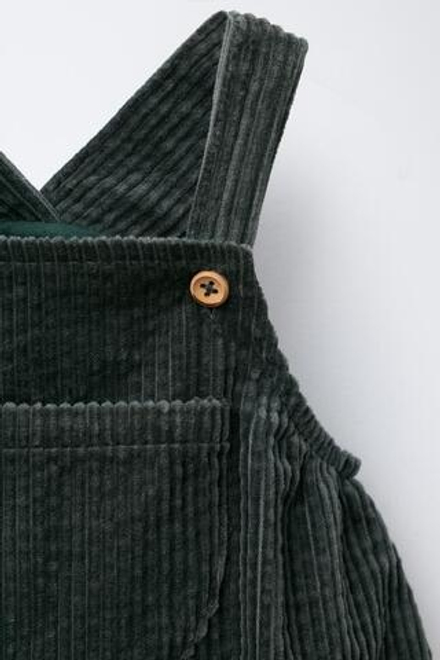 ZARA КОМБИНЕЗОН ИЗ ВЕЛЬВЕТА НА ПОДКЛАДКЕ, БУТЫЛОЧНО-ЗЕЛЕНЫЙ